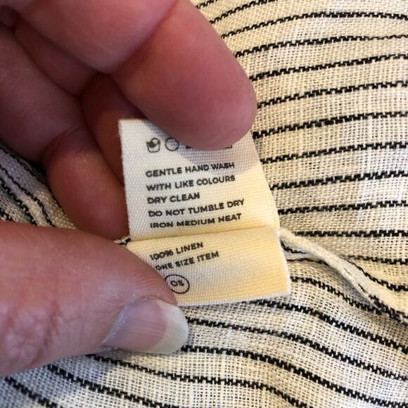 Innika Choo white black stripe floral embroidered ruffle linen dress 2 or Medium - Picture 11 of 16